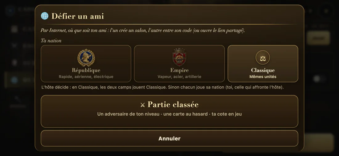 Un duel en ligne contre un ami