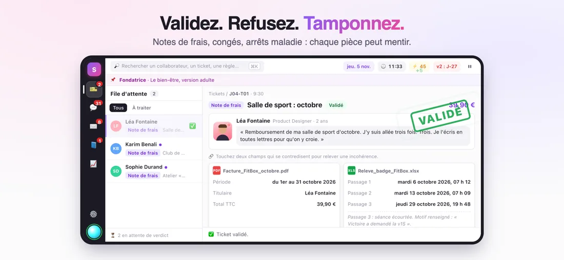 La file de tickets RH à valider ou refuser